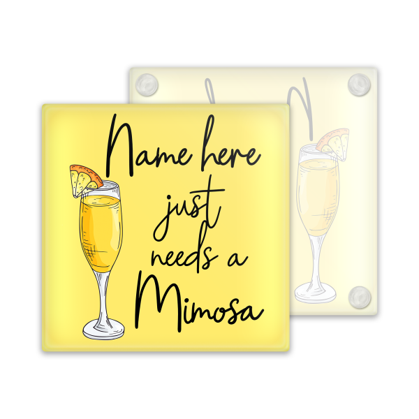 Personalised Mimosa Glass Coaster - Just Needs A Mimosa