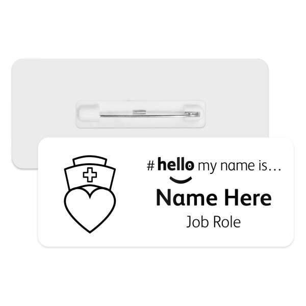 #hello my name is... Name Badge - Line Art Nurse Hat & Heart