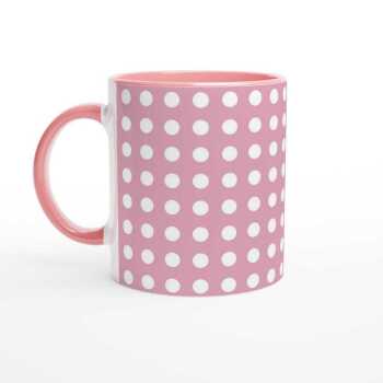White Dot on Pink Mugs