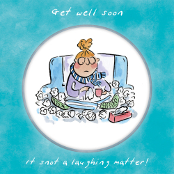 Holy Mackerel It snot a laughing matter, 15cm square get well card by Rosie Brooks. Blank inside for your message.