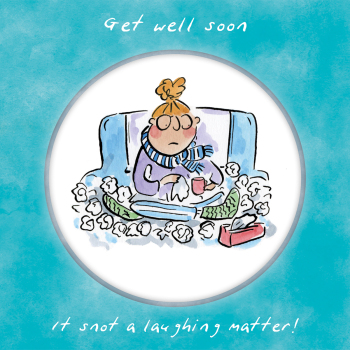 Holy Mackerel It snot a laughing matter, 15cm square get well card by Rosie Brooks. Blank inside for your message.