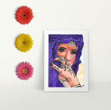 Amazigh Girl - Purple - A4 Print - Mounted