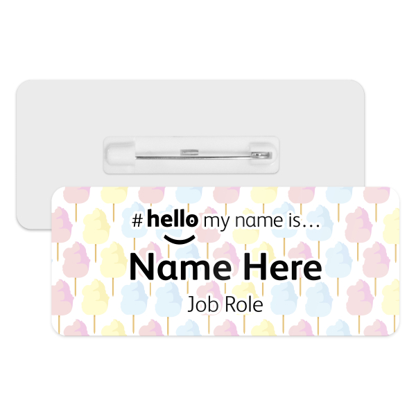 #hello my name is... Name Badge - Cotton Candy Background