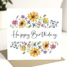Floral Birthday Cards - Bright Colourful Floral Card - Standard Smooth Card