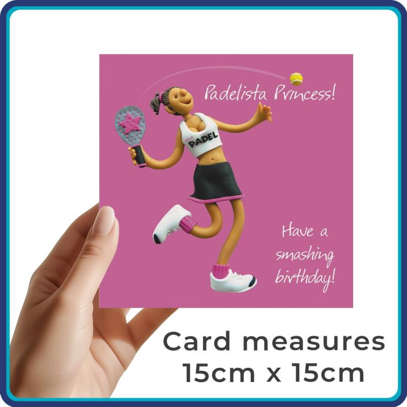 Padel Birthday Card for Her - Padelista Princess Card - Polymer Clay Art by Erica Sturla - Padel UK