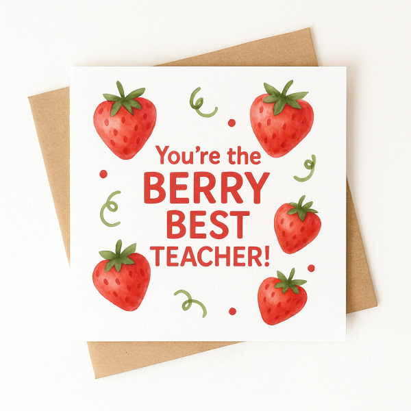 Thank You Teacher Card - You're The Berry Best Teacher - Standard Smooth Card
