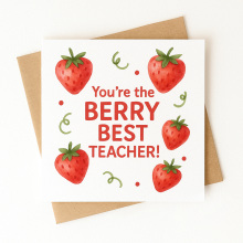 Thank You Teacher Card - You're The Berry Best Teacher - Standard Smooth Card