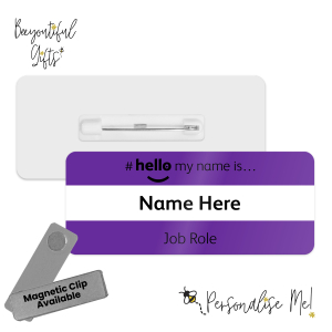Name Badge - Coloured Duo Band Hello My Name is... - Dark Purple