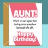 Aunt birthday card from nephew - funny card - Personalised - for her - For auntie - Custom birthday card gift ideas - Blank inside - Regular - Matte