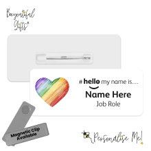 #hello my name is... Name Badge - Scribble Rainbow Heart