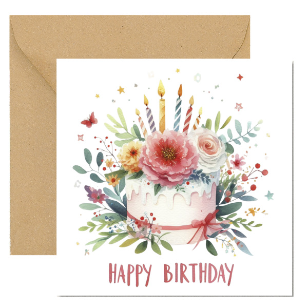 Floral Birthday Cards - Bright Colourful Floral Card - Standard Smooth Card