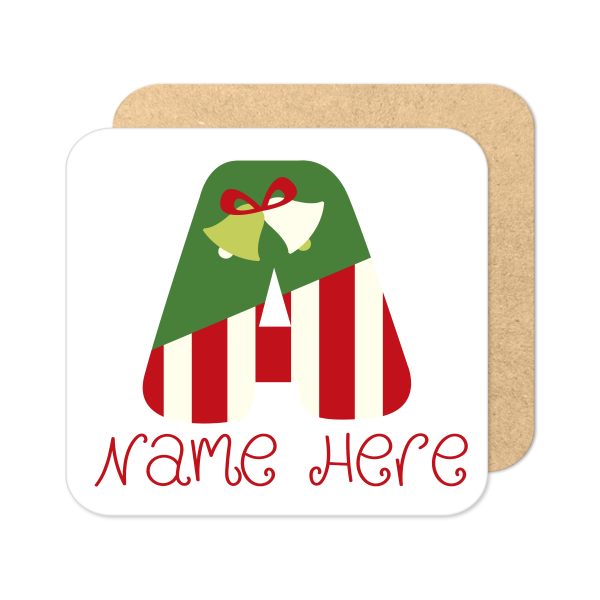 Personalised Christmas Coaster - Festive Fun Alphabet - Standard Wooden Coaster