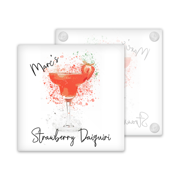 Personalised Strawberry Daiquiri Glass Coaster with Splash Effect