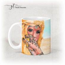 Amazigh Girl - Gold - Ceramic Mug, Hardboard Coaster & Placemat Set - Amazigh Girl - Gold