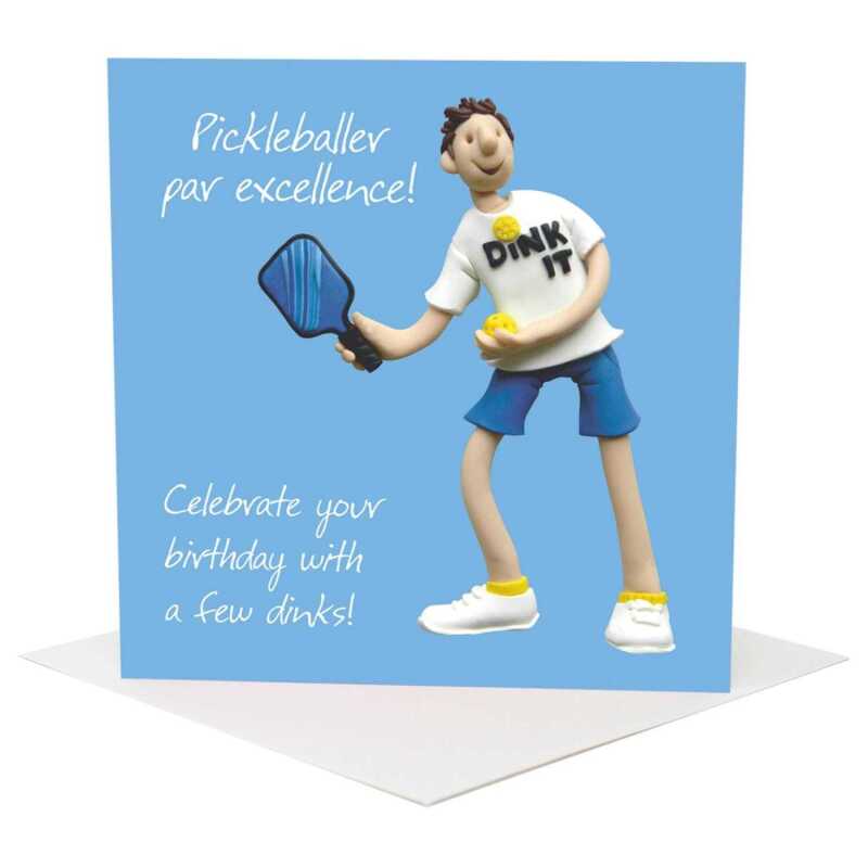 Funny Pickleball Birthday Card for Him - Polymer Clay Art by Erica Sturla - Pickleball Card UK