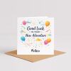 Personalised Good Luck Card &ndash; Good Luck In Your New Adventure &ndash; Leaving Card, New Job Card, Farewell Colleague Gift UK - Smooth No Message - Kraft Brown