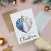 Christmas Card For Couple Owls Bauble Love Heart Illustration Romantic Christmas Card For Special Couple - Portrait (5x7) / Blank Inside