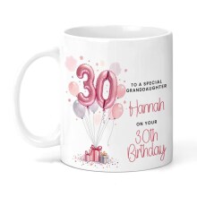 Personalised 30th Birthday Ceramic Mug - Pink Balloons