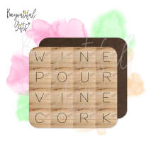 Personalised Wooden Tile Style Coaster - Four Letter Words