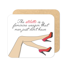 Birthday Coaster - The Stiletto Is A Feminine Weapon - Standard Wooden Coaster
