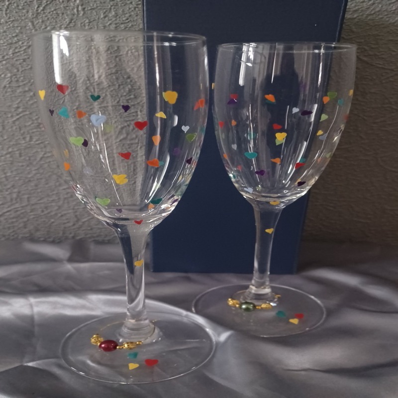 Hand Painted Rainbow Love Heart Champagne Prosecco Glasses