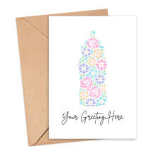 Personalised Custom Message Card - Papercut Baby Bottle - Small (Approx. A6) - Standard Smooth Card