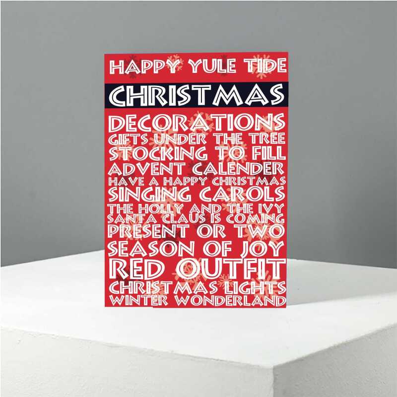 Christmas Words 6 x 4" Greeting Card Sent Direct to Friend or Relative