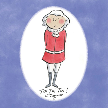 TOI TOI TOI Opera Themed Good Luck Greetings Card by Artist Rosie Brooks. Card is 150mm Square.