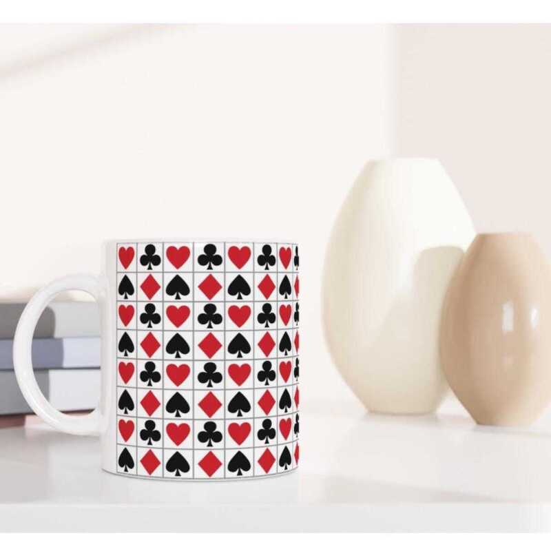 Playing Card Suits Pattern Mug - Ceramic White