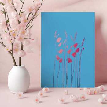 Echinacea blank card with a pretty pink foil print - designed by artist Eloise Hall - 15.7 x 11cm and blank inside