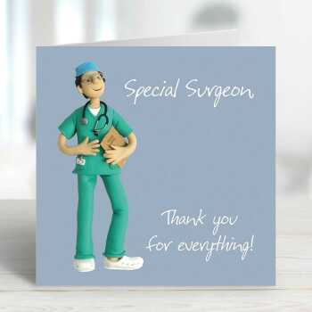 Surgeon Thank You Card - Special Surgeon - Polymer Clay Art by Erica Sturla - Thank You Card UK