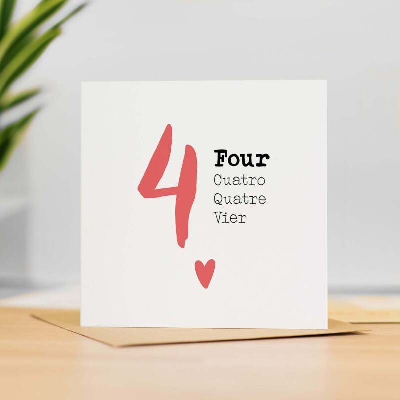 4 Year Anniversary Card 4 Year Card For Husband 4th Anniversary Card For Wife Anniversary Card For Boyfriend or Girlfriend 4 Year Card - Square (5.5x5.5) / Blank Inside