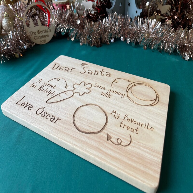 Personalised Santa Tray /Christmas Eve Tray / Santa Gifts / Christmas Gifts for Children / Family Christmas - Wooden Drinks Tray - Yes