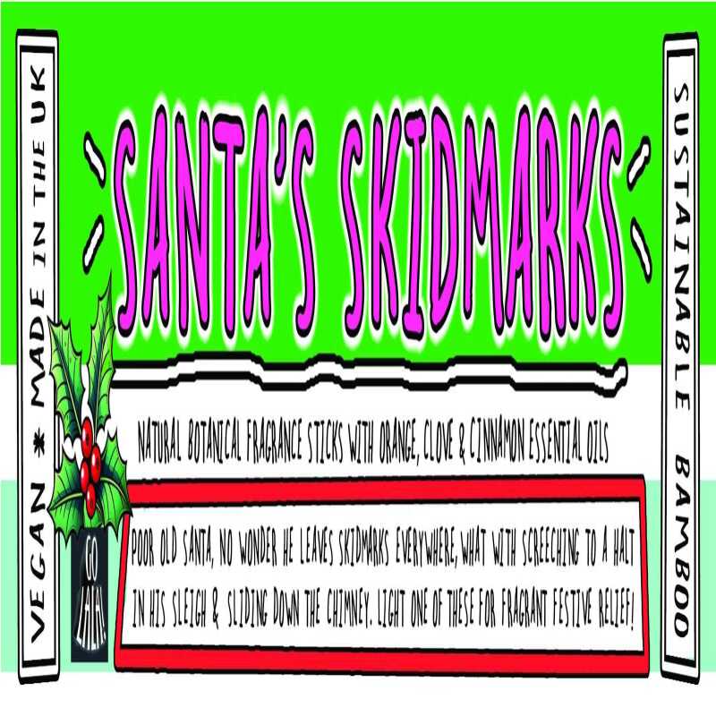 Santa's Skidmarks Christmas Fragrance Sticks | Vegan | Aromatherapy | Funny Gift | Stocking Filler | Secret Santa |