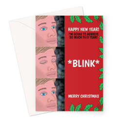 Merry Christmas Card - Funny Blink Meme - A5 Greeting Card