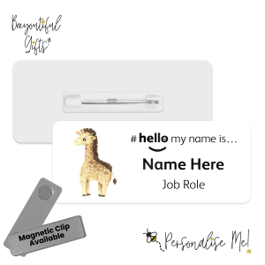 Name Badge - Watercolour Tropical Animal Hello My Name is... - Giraffe