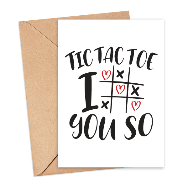 Anniversary Card - Tic Tac Toe I Love You So - Small (Approx. A6 | 105mm x 148mm | 4.1in x 5.8in) - Standard Smooth Card