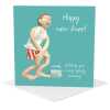 Funny male happy new knee card to send get well wishes - designed by Erica Sturla - 15cm square and blank inside, made in the UK