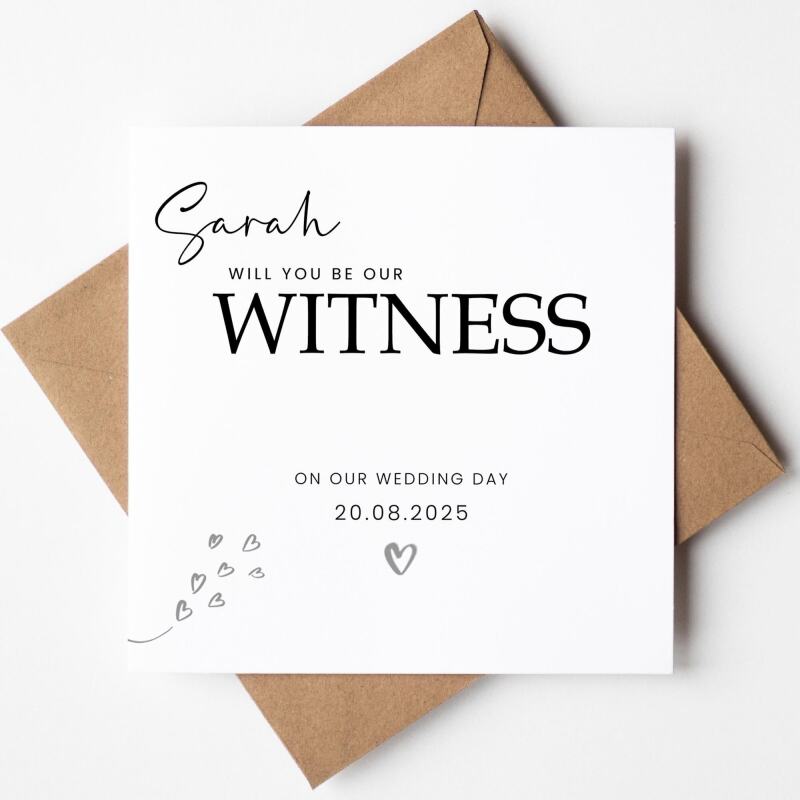 Will you be our witness Personalised Wedding Day Card be our witness, personalised card for wedding, personalised will you be our witness - Add a Message
