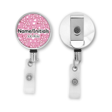 Personalised Metal ID Reel - Pink Daisy Balloon Dog