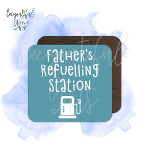 Personalised Refulling Station - High Gloss Square Wooden Coaster - Father