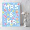 Mrs and Mr, confetti themed wedding card with a gorgeous printed envelope - 12 x 17cm and blank inside - made in the UK