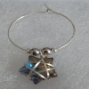 Set of 5 Wine Glass Charms with Wire Wrapped Stars - Silver tone