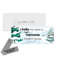 #hello my name is... Name Badge - Winter Snow Scene