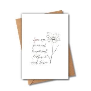 Self Love Card - You Are Powerful, Beautiful, Brilliant and Brave - Small (Approx. A6 | 105mm x 148mm | 4.1in x 5.8in) - Luxury Linen Textured Card