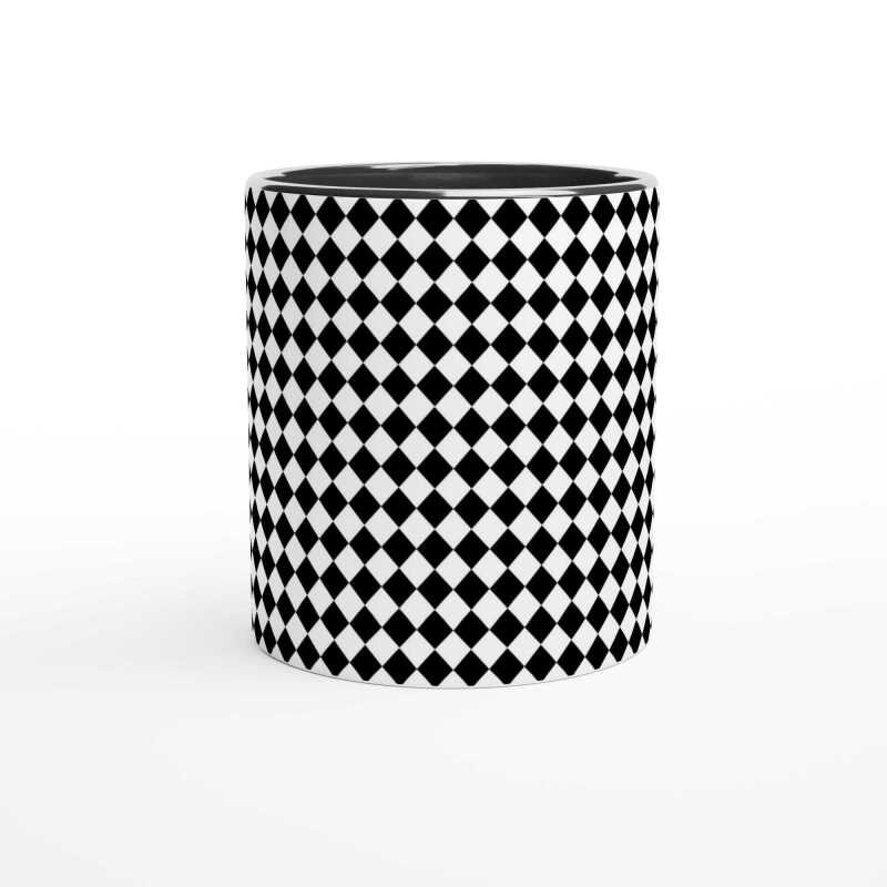 Patterned Black 288 Diamond Mug - Ceramic White