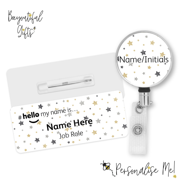 #hello my name is... Name Badge & Metal ID Reel - Scribble Stars