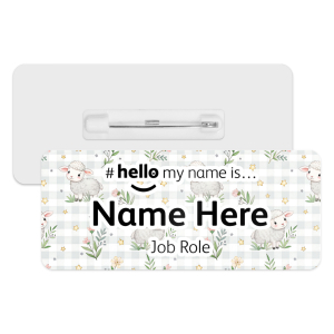 #hello my name is... Name Badge - Pastel Gingham Sheep