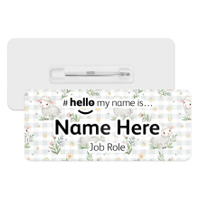 #hello my name is... Name Badge - Pastel Gingham Sheep