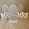 Wedding Table Numbers with Arched Finish /  Acrylic Table Decor / Modern Table Designs / Wedding Decor / Minimalistic Modern Wedding - Clear With Stand - White